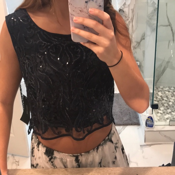 NWT Zara navy sequin top - Picture 3 of 4